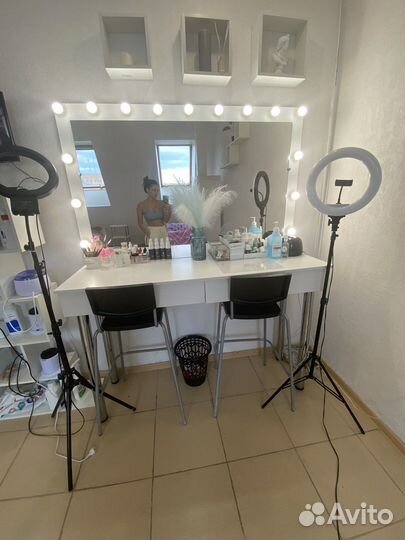 Гримерное зеркало с лампочками бу