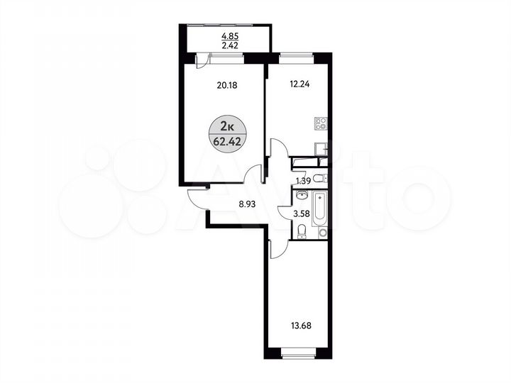 2-к. квартира, 62,4 м², 10/17 эт.