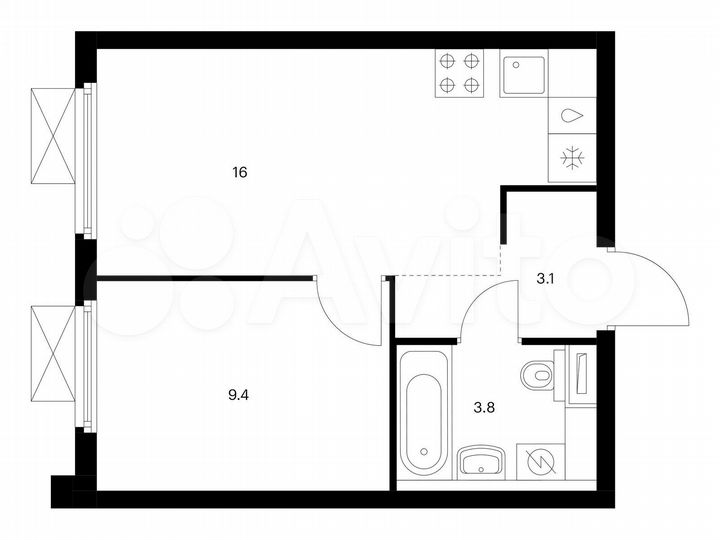 1-к. квартира, 32,3 м², 16/25 эт.