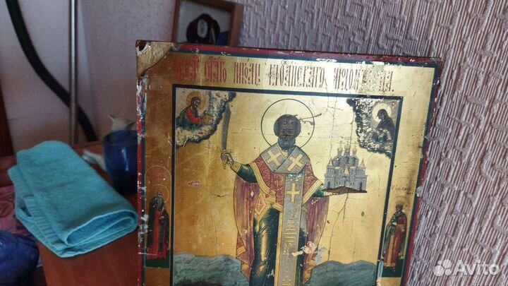 Старинная икона святитель Николай можайский