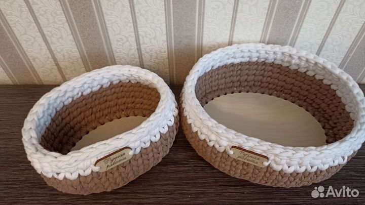 Корзинки плетёные из трикотажной пряжи