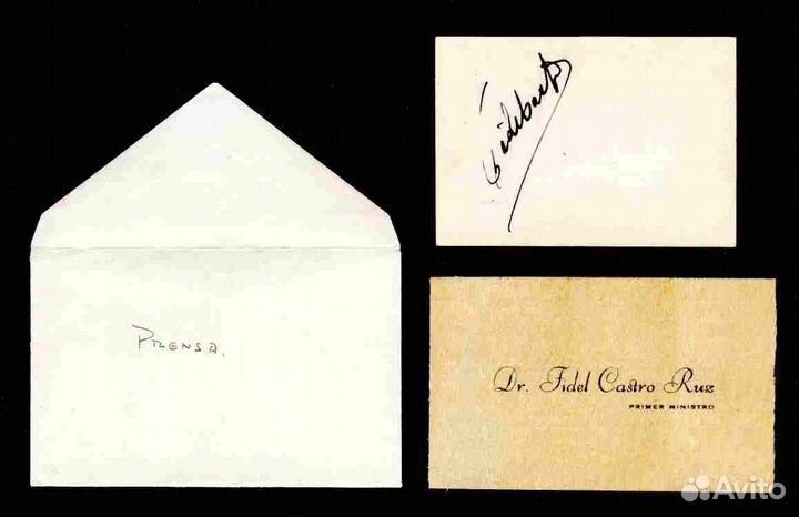 Фидель Кастро - 2 автографа + предметы - комплекс