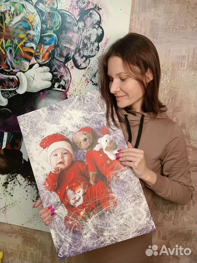 Портрет с фото на холсте