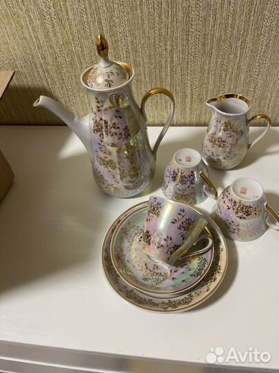 Тонкий костяной фарфор, кофейный сервиз