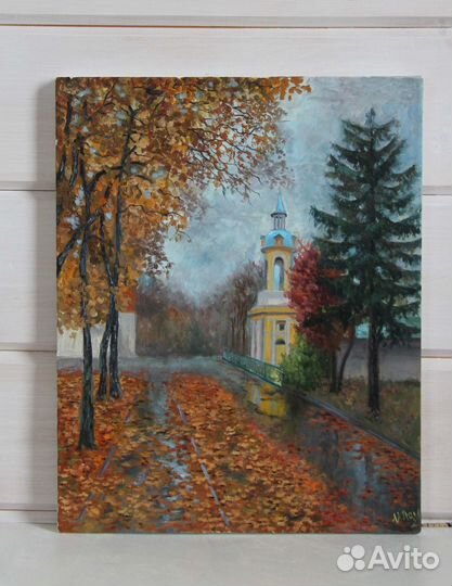 Картина маслом Осень Дорога к Храму