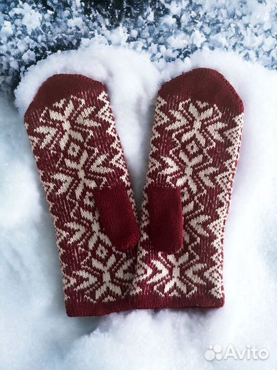 Варежки женские зимние вязаные