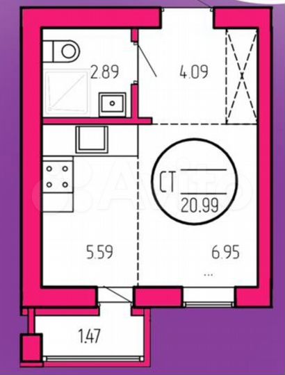 Апартаменты-студия, 21 м², 5/9 эт.