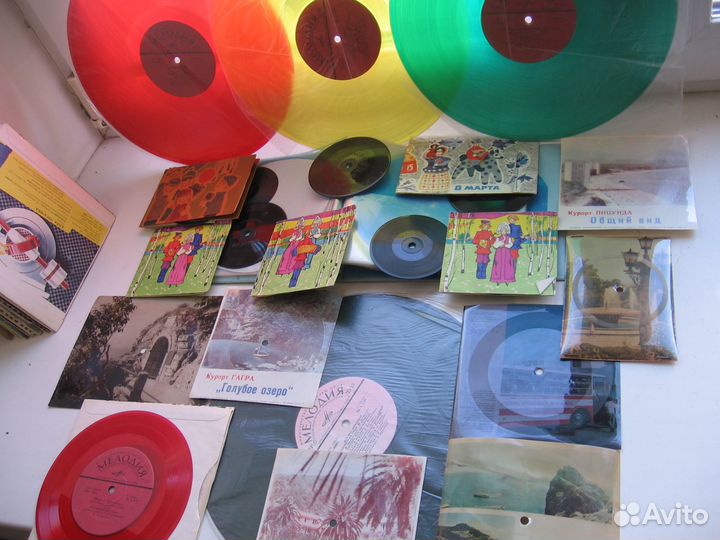 Коллекционные, цветные, гибкие, пластинки-открытки