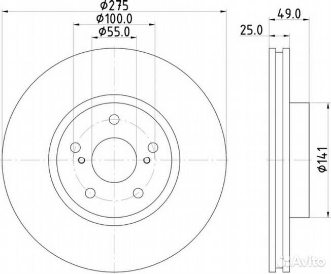 Диск тормозной toyota pontiac. vibe voltz will VS. ZZT231 ZZT241W ZZT245 передний правый левый. 5X10