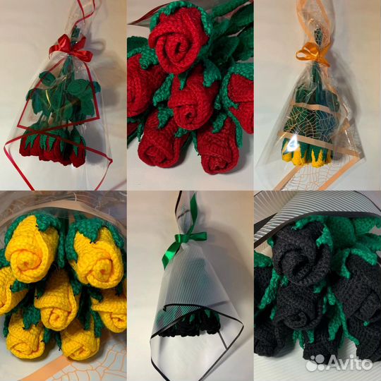 Букет из вязаных роз