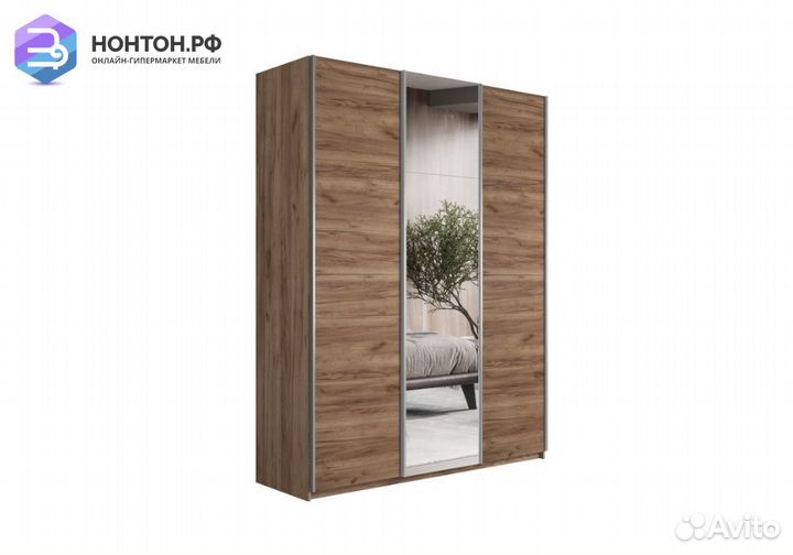 Шкаф-купе 3-х створчатый с зеркалом Прайм крафт та
