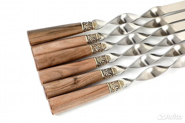 Шампура подарочные с ручкой орехового дерева