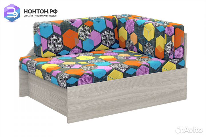 Диван выкатной №1 ясень шимо светлый / принт геоме