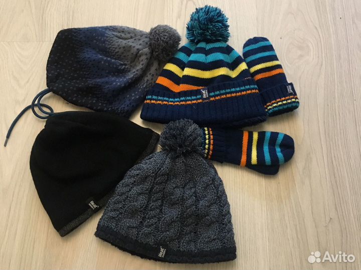 Шапочки для мальчика теплые, пакет 4штуки