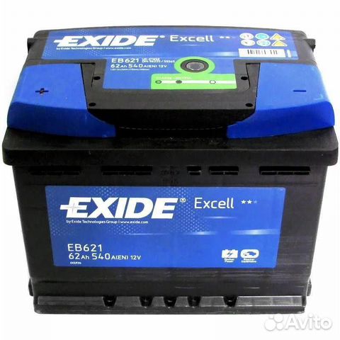 Аккумулятор Exide Excell 62Ач прям. поляр. EB621