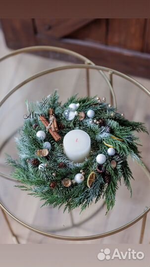 Рождественский веночек на стол