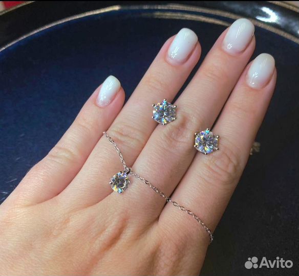 Серьги с бриллиантами муассанитами серебро 925