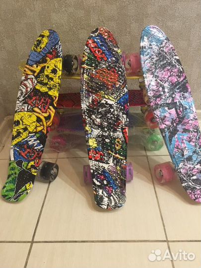Пениборды, скейтборды новые со светящимися колесам
