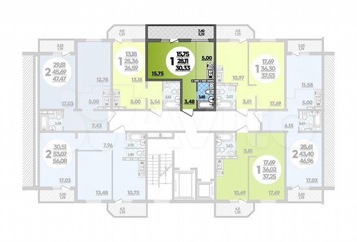 Квартира-студия, 30,3 м², 13/16 эт.