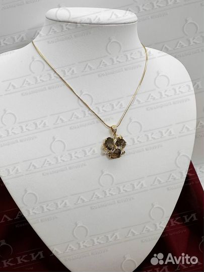 Золотой кулон бриллианты, раухтопаз 750 / 4.61 гр