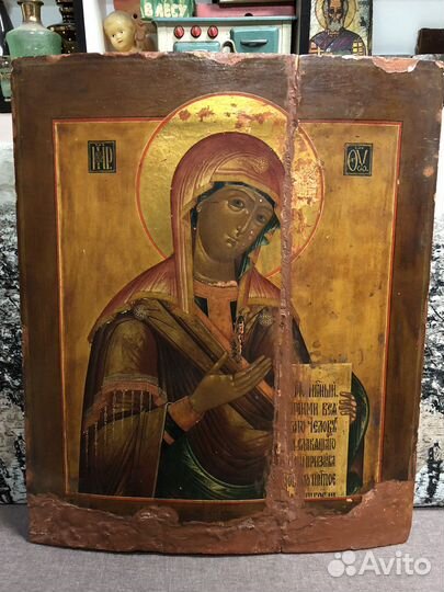 Антиквариат Икона Мария серебро