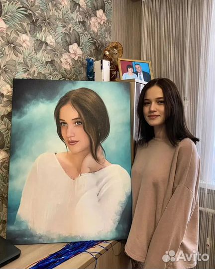 Портрет по фото на холсте на День рождения