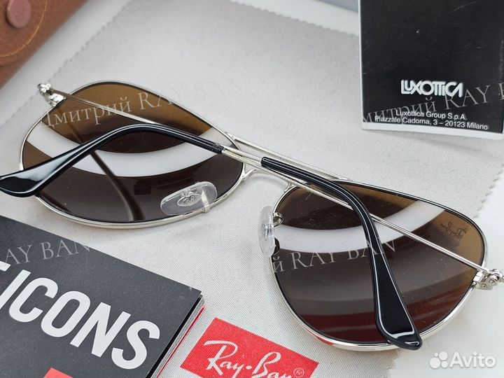 Очки Ray Ban Aviator Silver Brown Стекло