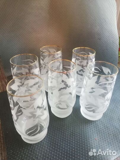 Стаканы стеклянные с напылением СССР 6шт