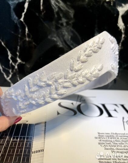 Ободок кокошник белый свадебный