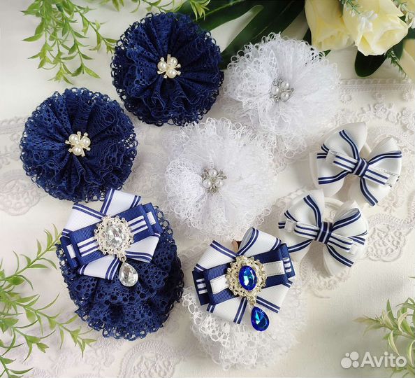 Школьные банты и брошь галстук