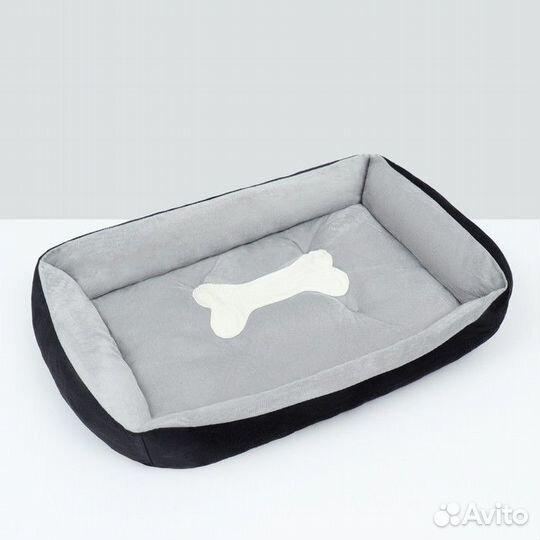Лежанка-диван 'Косточка', 60 х 45 х 15, серо-чёрна