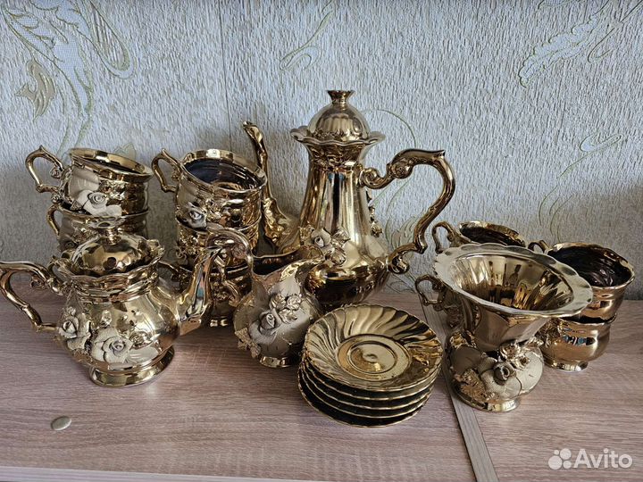 Сервис золотая роза СССР из позолоты
