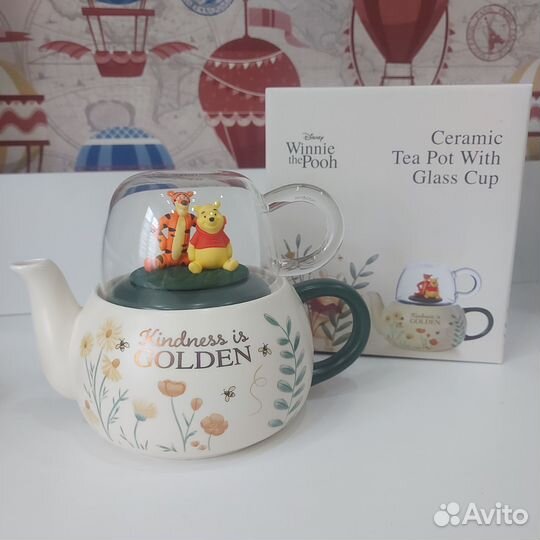 Чайник керамический со стеклянной кружкой Disney