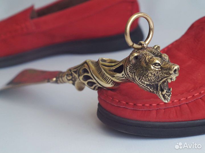 Бронза медведь ложка для обуви