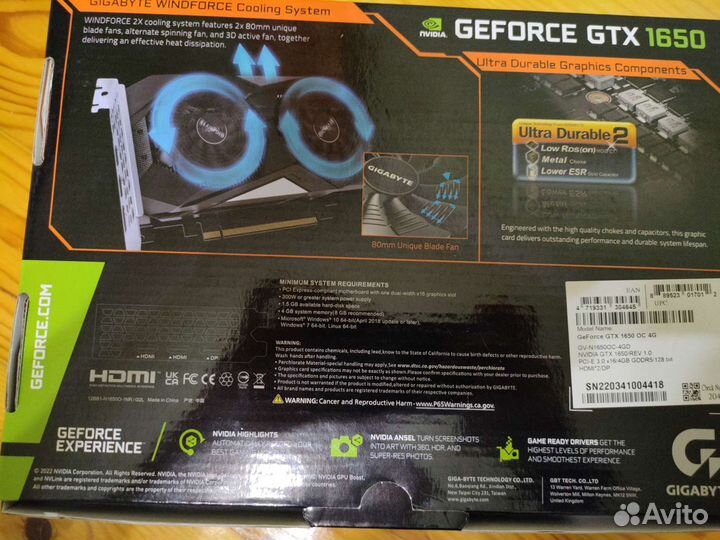 Видеокарта gtx 1650 новые