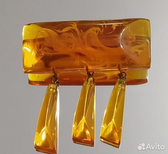Брошь янтарь винтаж СССР