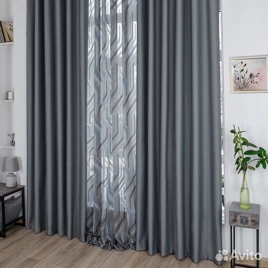 Комплект штор блэкаут Марсель Серый