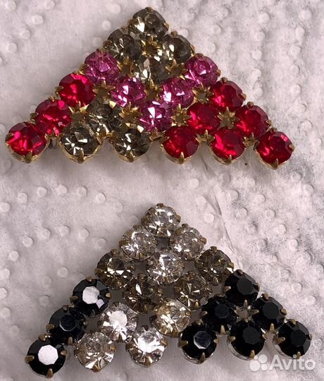 Брошь винтаж Чехословакия с цветными кристаллами