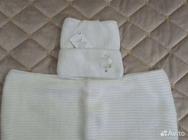 Комплект Шапка+шарф, навое для девочки