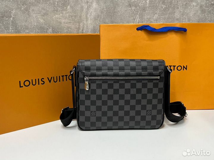 Сумка мужская Louis Vuitton district кожаная черна