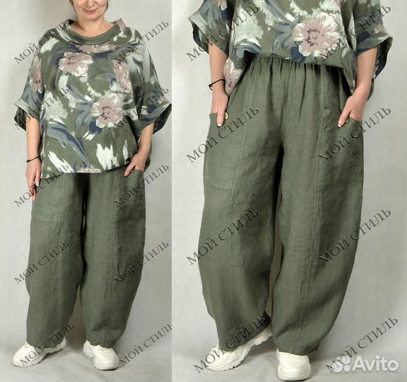 Брюки летние лён бохо