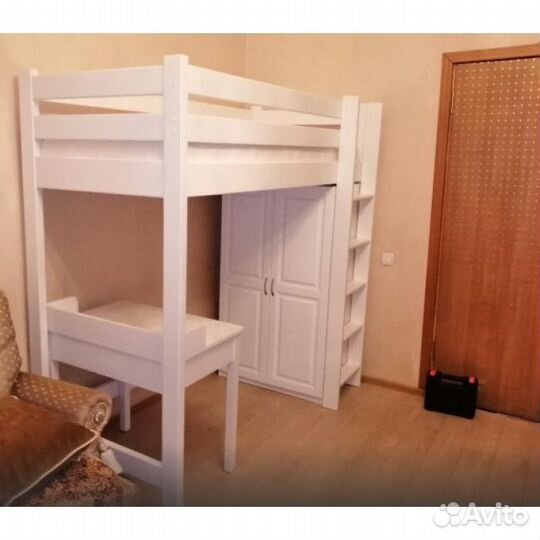 Кровать чердак детская со шкафом
