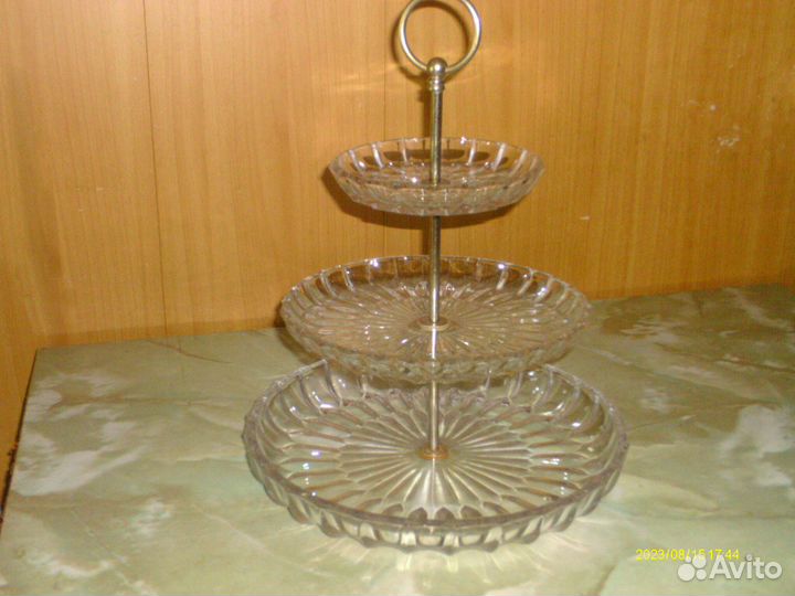 Горка этажерка для конфет сладостей СССР хрусталь