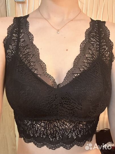 Кружевной топ чёрный