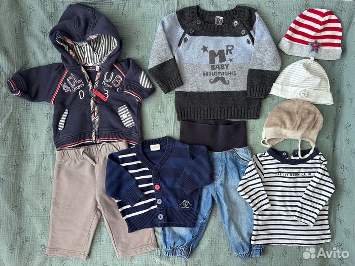 Большой пакет одежды для мальчика от 0 до 1,5 лет