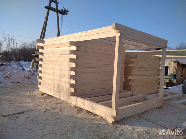 Сруб бани из бруса