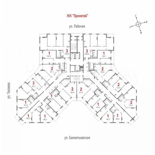 2-к. квартира, 67 м², 11/16 эт.