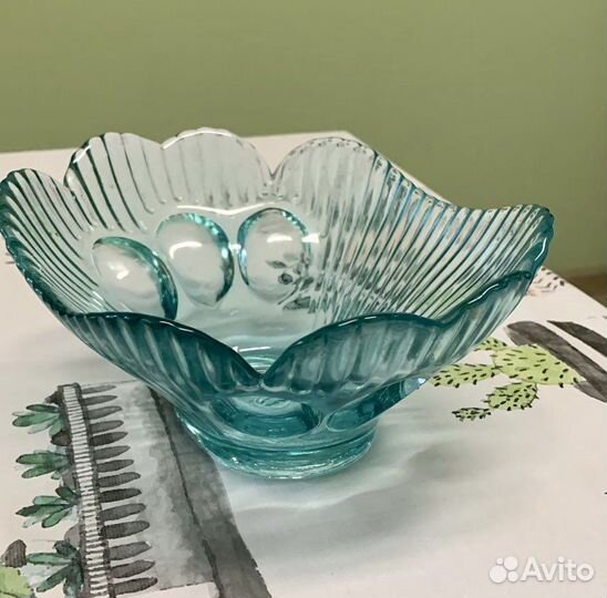 Ваза для фруктов цветное стекло СССР