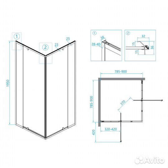 Душ. уголок RGW 80x80 Chrome Стекло 06083888-11