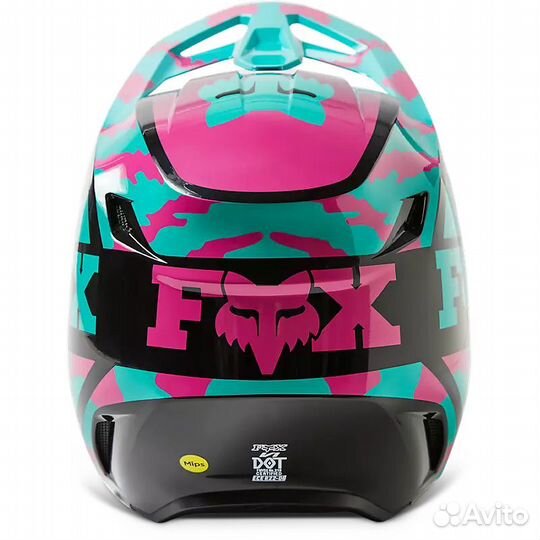 Мотошлем Fox V1 Nuklr Helmet (бирюзовый кам, 2023)